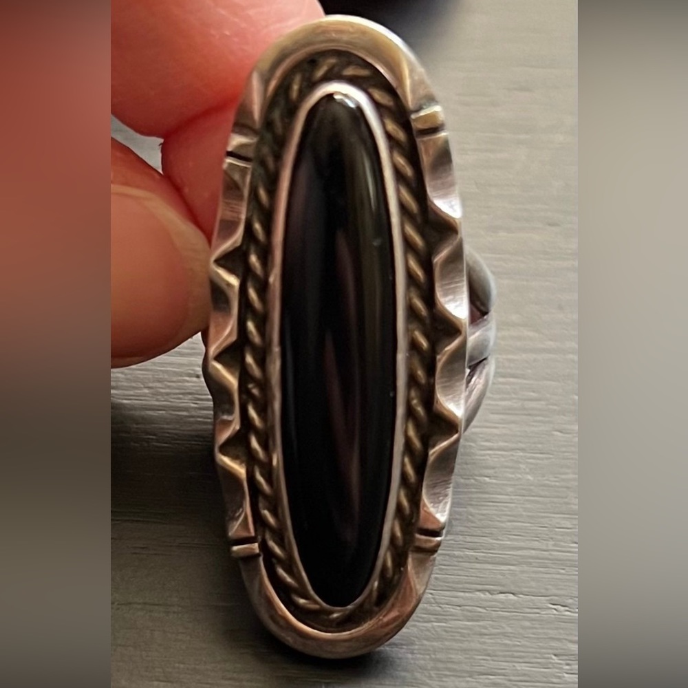 Vintage sterling silver onyx ring